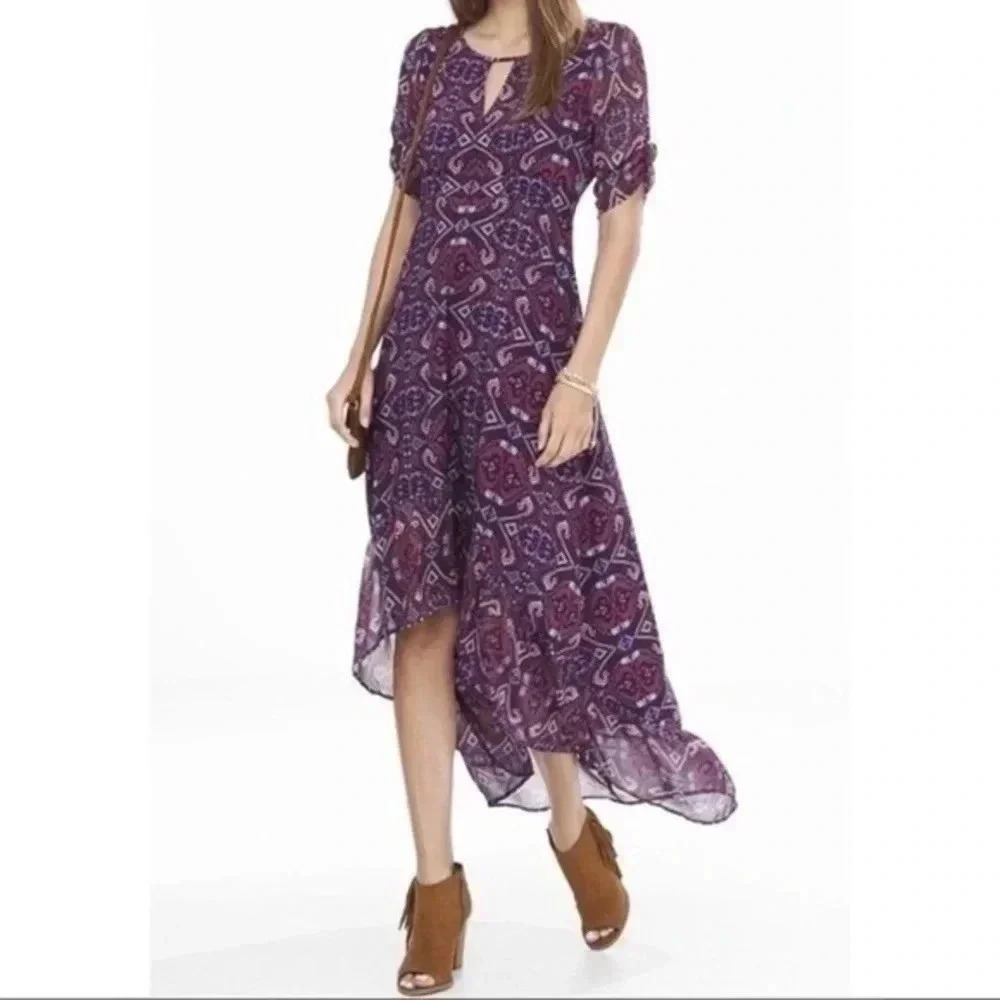 Express tapestry hi low long dress XS
